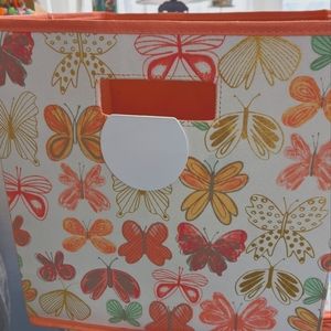 Fabric storage bins butterfly pattern blush pink